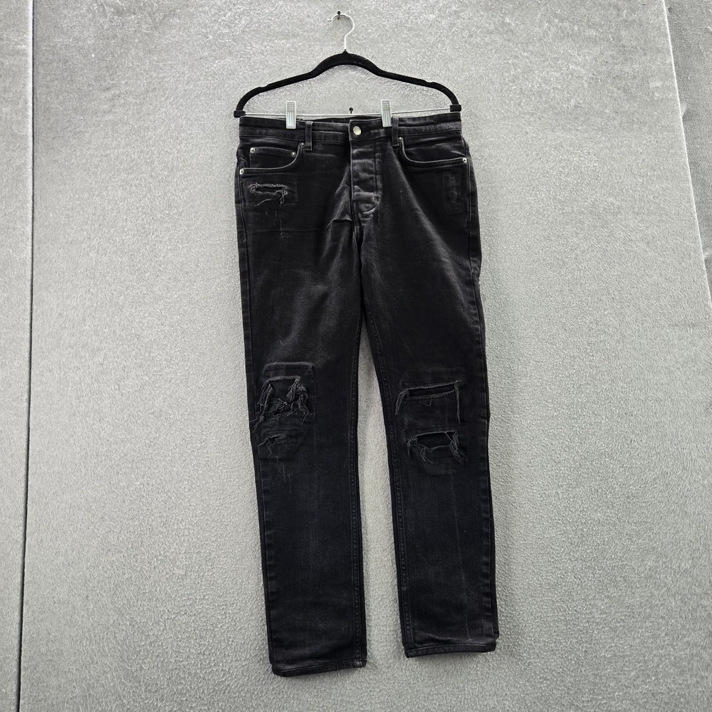Ksubi Men Jeans 31 Black Denim Slim Straight Patch Distressed